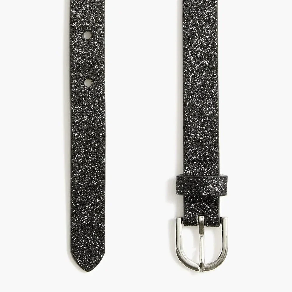 J Crew Women's Glitter Belt Black L-XL - Picture 2 of 2